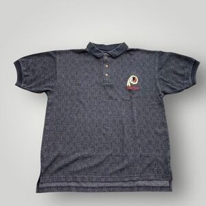 Washington Redskins Shirt Mens Medium Black Gray NFL‎ Football Polo Vintage